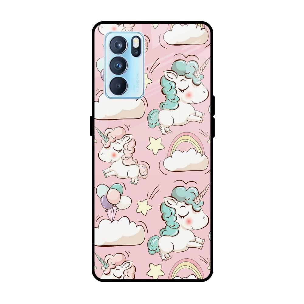 Balloon Unicorn Oppo Reno6 Glass Cases & Covers Online