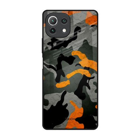 Camouflage Orange Mi 11 Lite Glass Back Cover Online