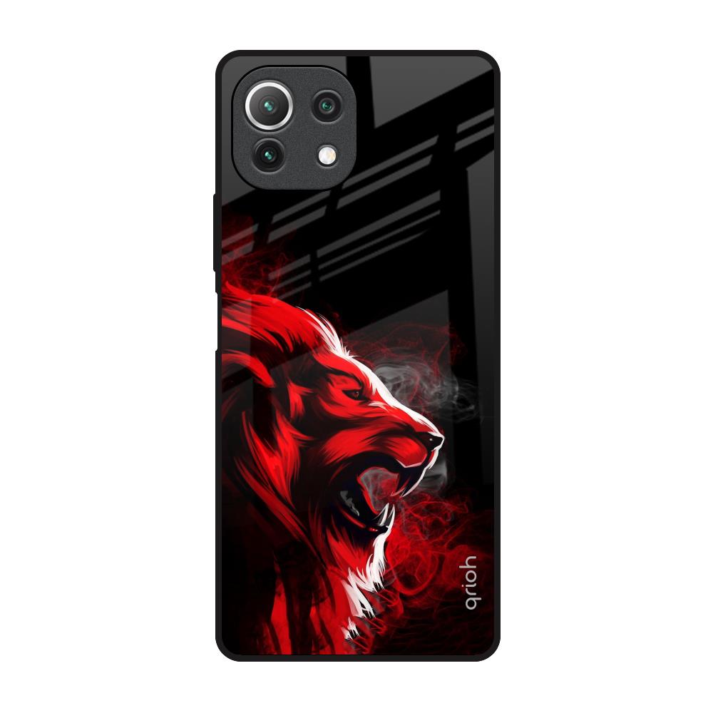 Red Angry Lion Mi 11 Lite Glass Back Cover Online