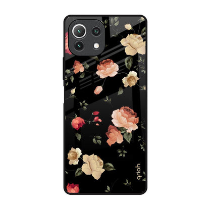 Black Spring Floral Mi 11 Lite Glass Back Cover Online
