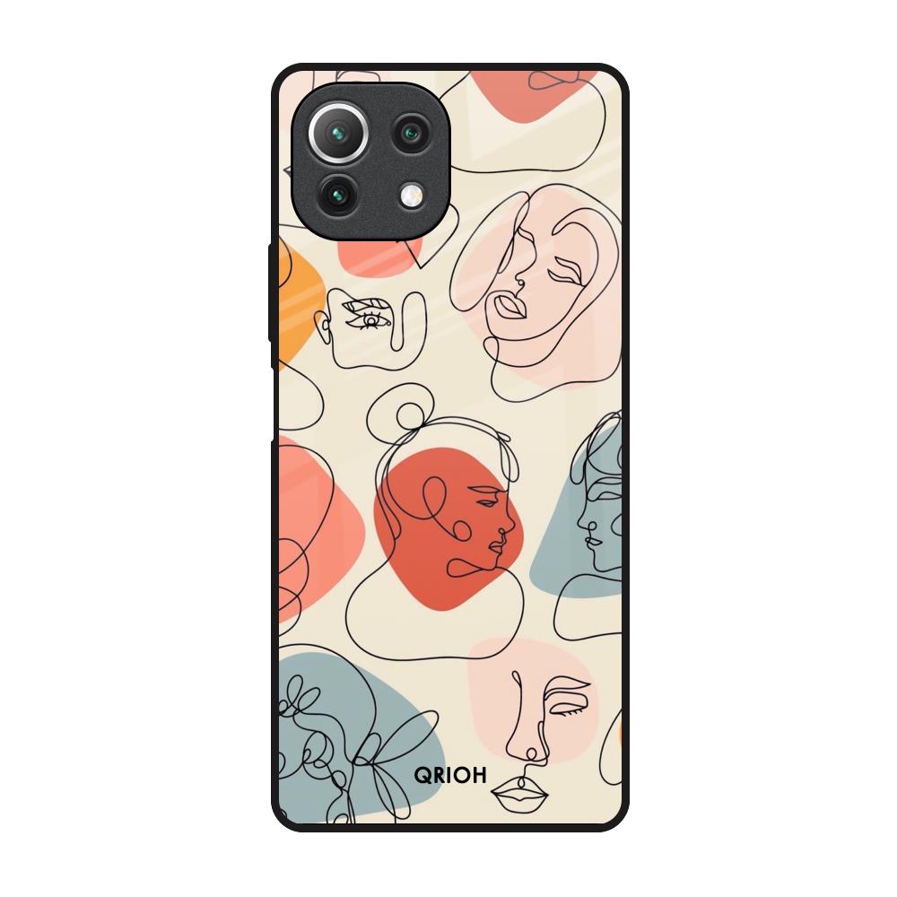 Abstract Faces Mi 11 Lite Glass Back Cover Online