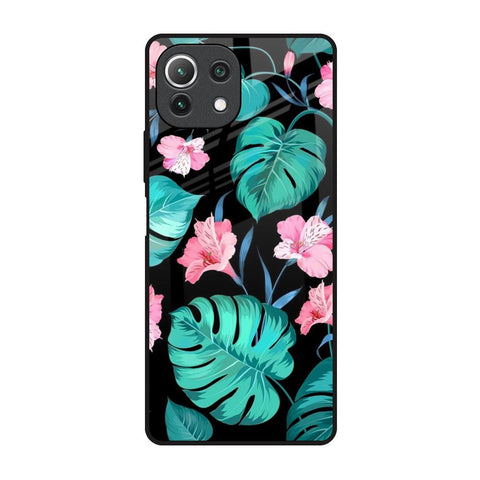 Tropical Leaves & Pink Flowers Mi 11 Lite Glass Back Cover Online