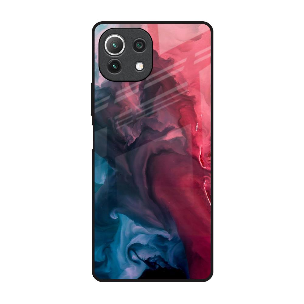 Blue & Red Smoke Mi 11 Lite Glass Back Cover Online