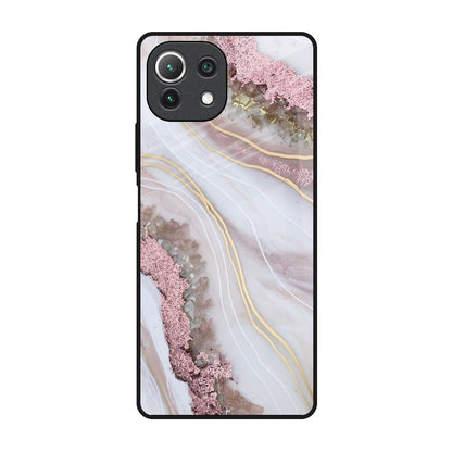 Pink & Gold Gllitter Marble Mi 11 Lite Glass Back Cover Online