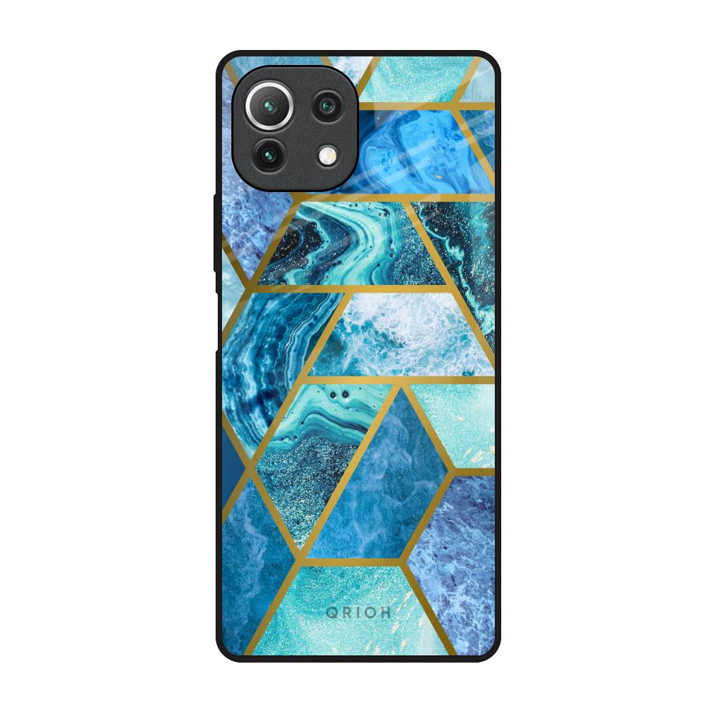 Turquoise Geometrical Marble Mi 11 Lite Glass Back Cover Online
