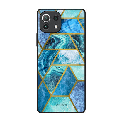 Turquoise Geometrical Marble Mi 11 Lite Glass Back Cover Online