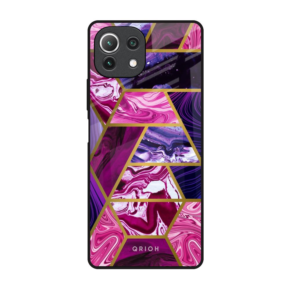 Electroplated Geometric Marble Mi 11 Lite Glass Back Cover Online