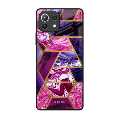 Electroplated Geometric Marble Mi 11 Lite Glass Back Cover Online
