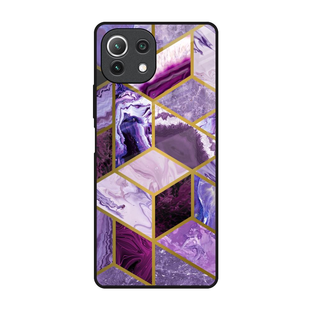 Purple Rhombus Marble Mi 11 Lite Glass Back Cover Online