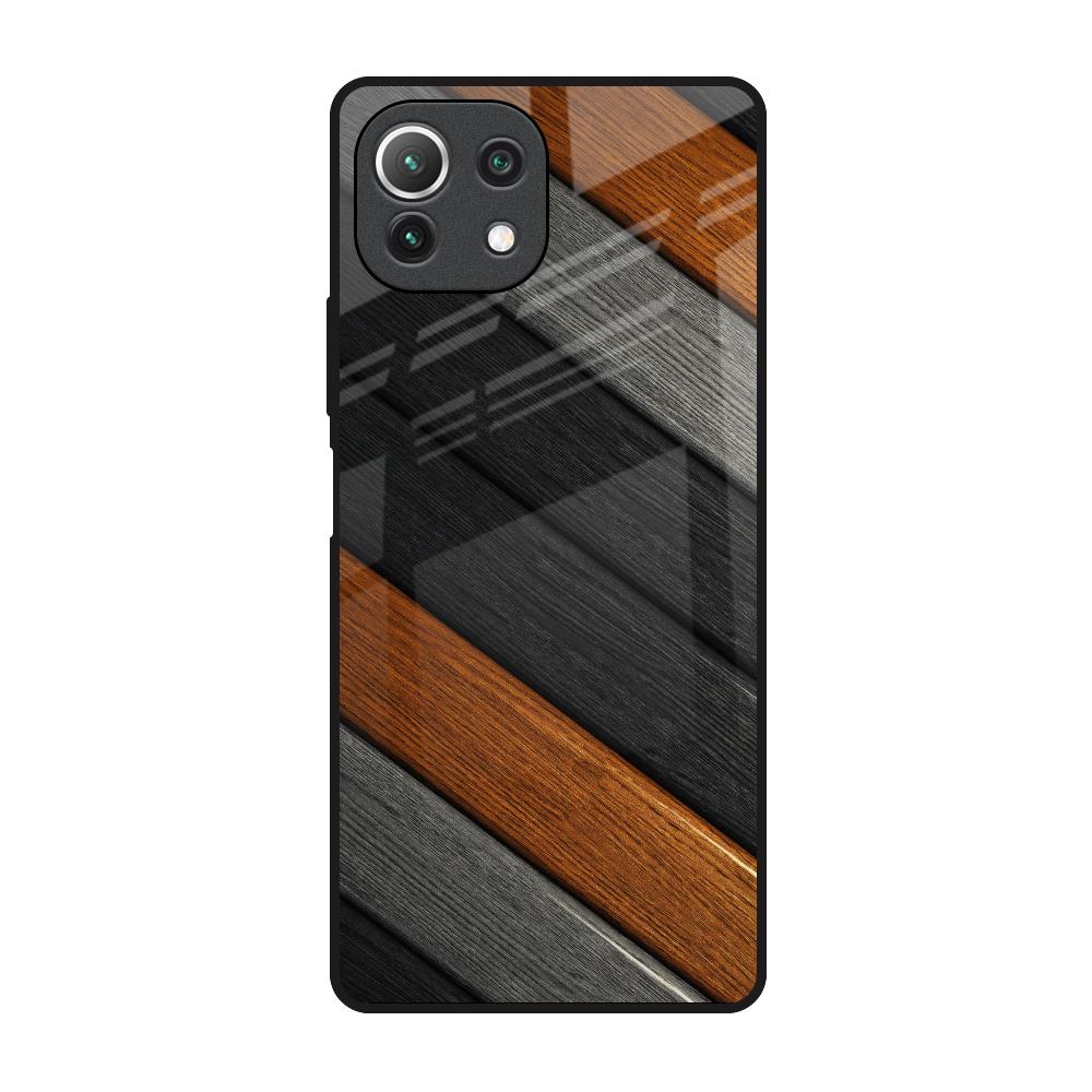 Tri Color Wood Mi 11 Lite Glass Back Cover Online
