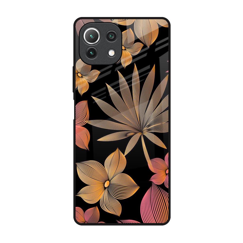 Lines Pattern Flowers Mi 11 Lite Glass Back Cover Online