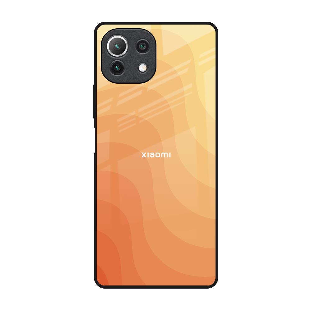 Orange Curve Pattern Mi 11 Lite Glass Back Cover Online