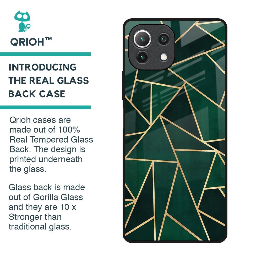 Abstract Green Glass Case For Mi 11 Lite