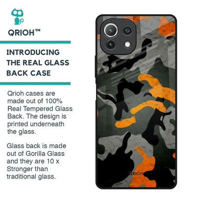 Camouflage Orange Glass Case For Mi 11 Lite