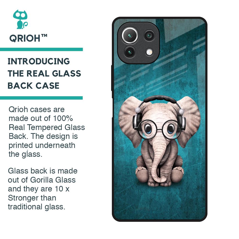 Adorable Baby Elephant Glass Case For Mi 11 Lite