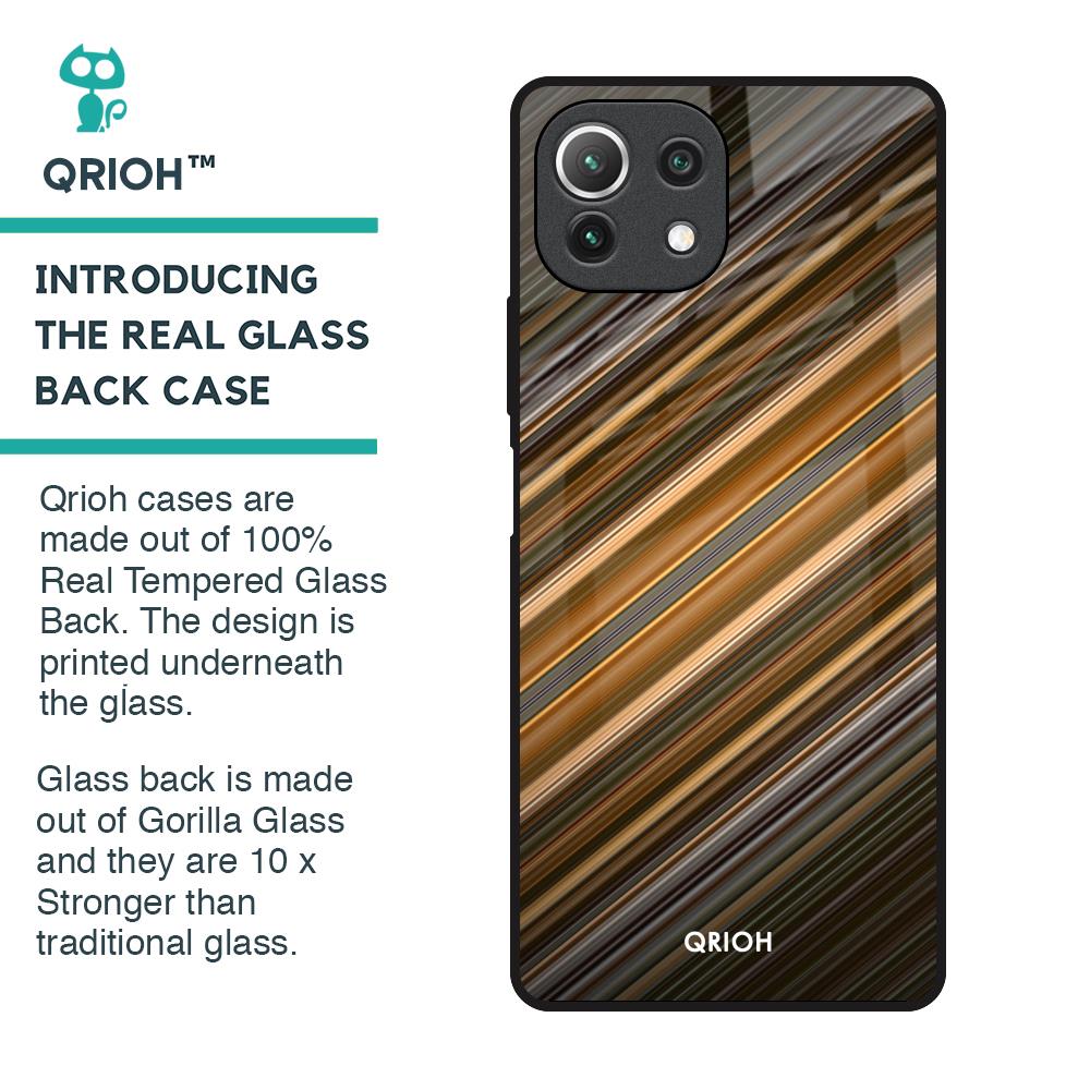 Diagonal Slash Pattern Glass Case for Mi 11 Lite