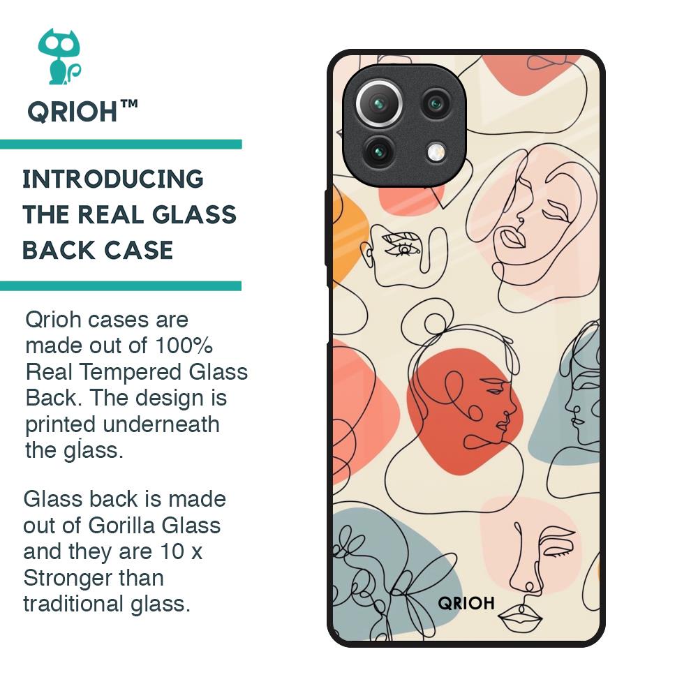 Abstract Faces Glass Case for Mi 11 Lite