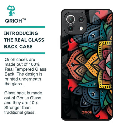 Retro Gorgeous Flower Glass Case for Mi 11 Lite