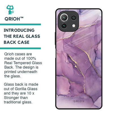 Purple Gold Marble Glass Case for Mi 11 Lite
