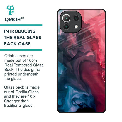 Blue & Red Smoke Glass Case for Mi 11 Lite