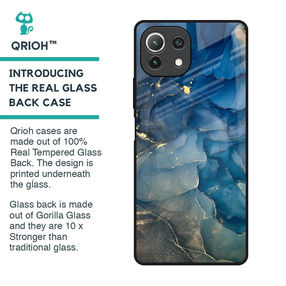 Blue Cool Marble Glass Case for Mi 11 Lite