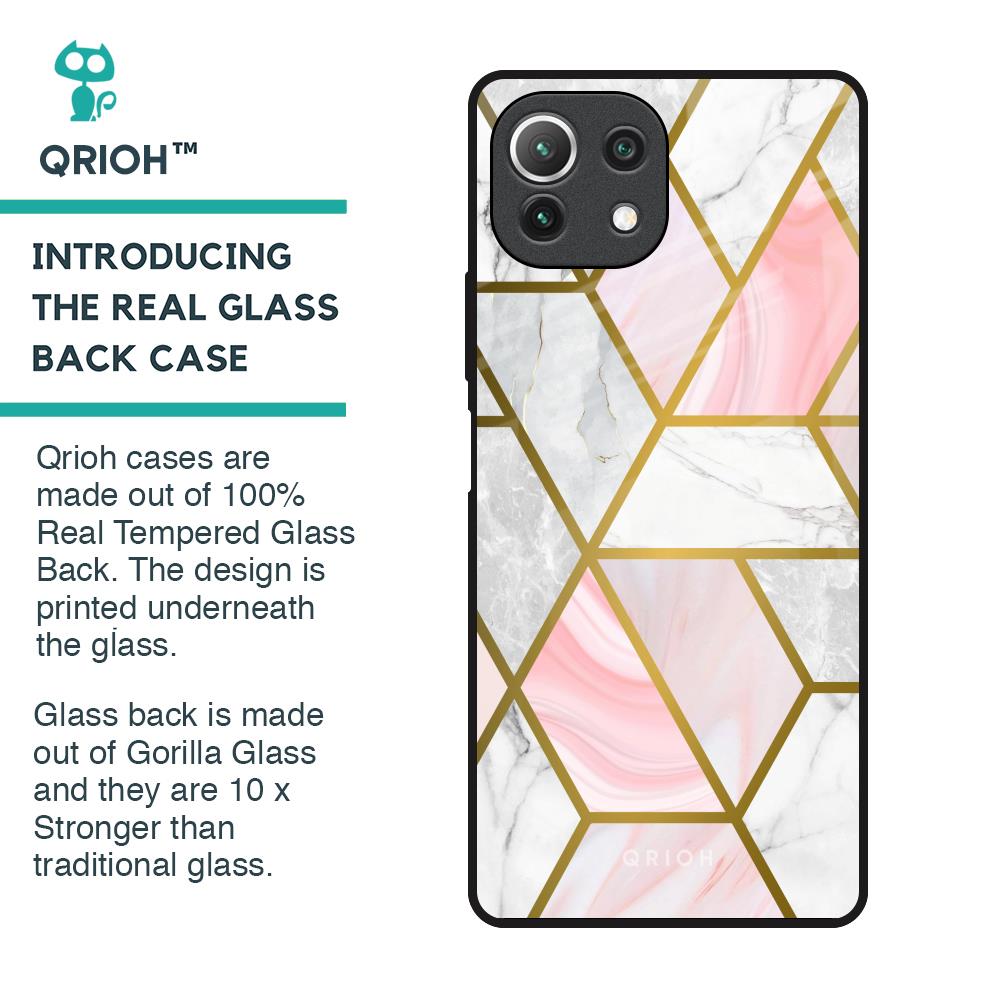 Geometrical Marble Glass Case for Mi 11 Lite