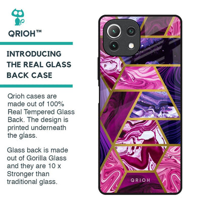 Electroplated Geometric Marble Glass Case for Mi 11 Lite