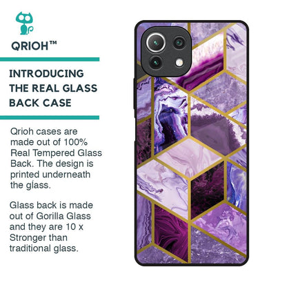 Purple Rhombus Marble Glass Case for Mi 11 Lite