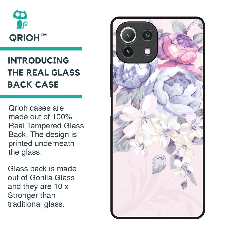 Elegant Floral Glass Case for Mi 11 Lite