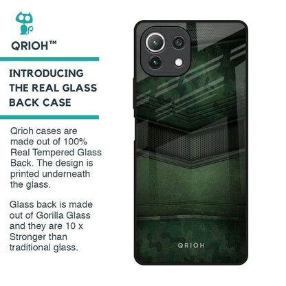 Green Leather Glass Case for Mi 11 Lite