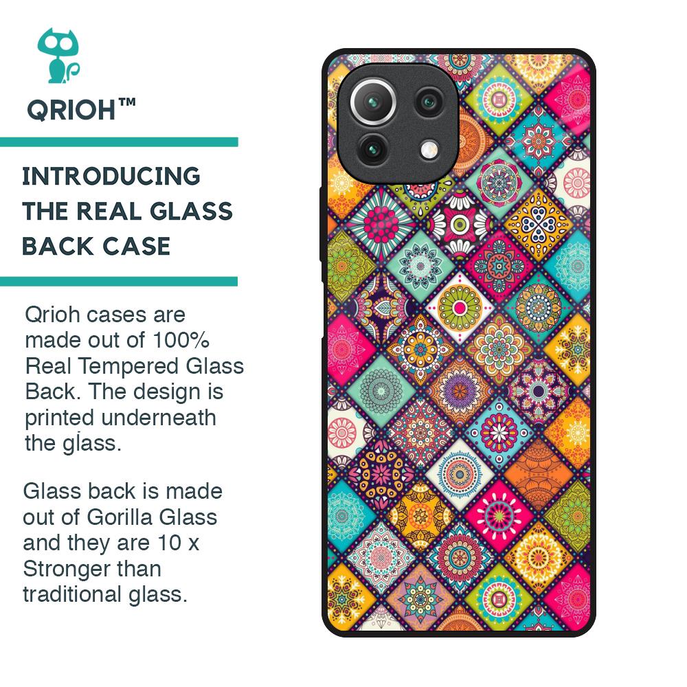Multicolor Mandala Glass Case for Mi 11 Lite