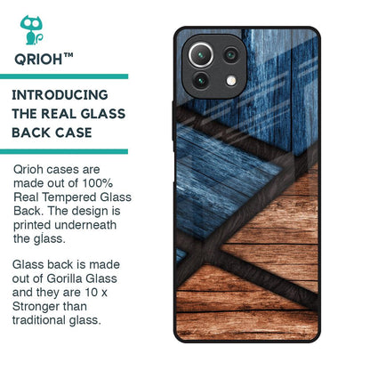 Wooden Tiles Glass Case for Mi 11 Lite