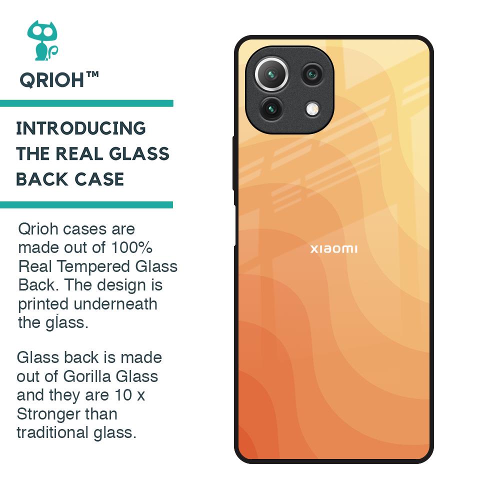 Orange Curve Pattern Glass Case for Mi 11 Lite