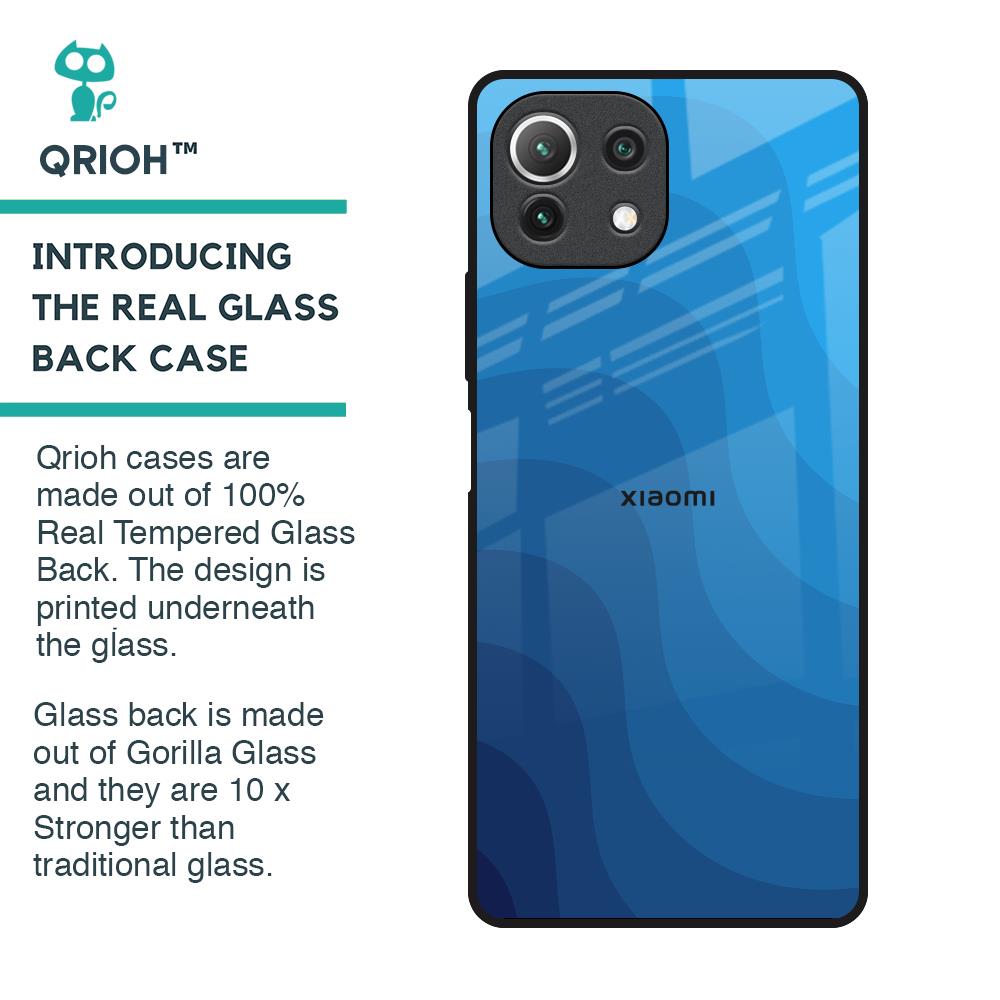 Blue Wave Abstract Glass Case for Mi 11 Lite