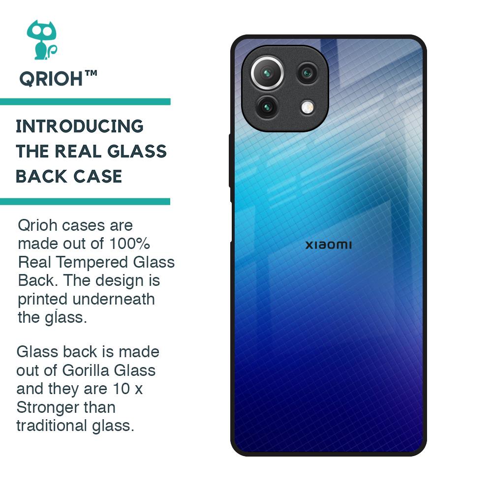 Blue Rhombus Pattern Glass Case for Mi 11 Lite