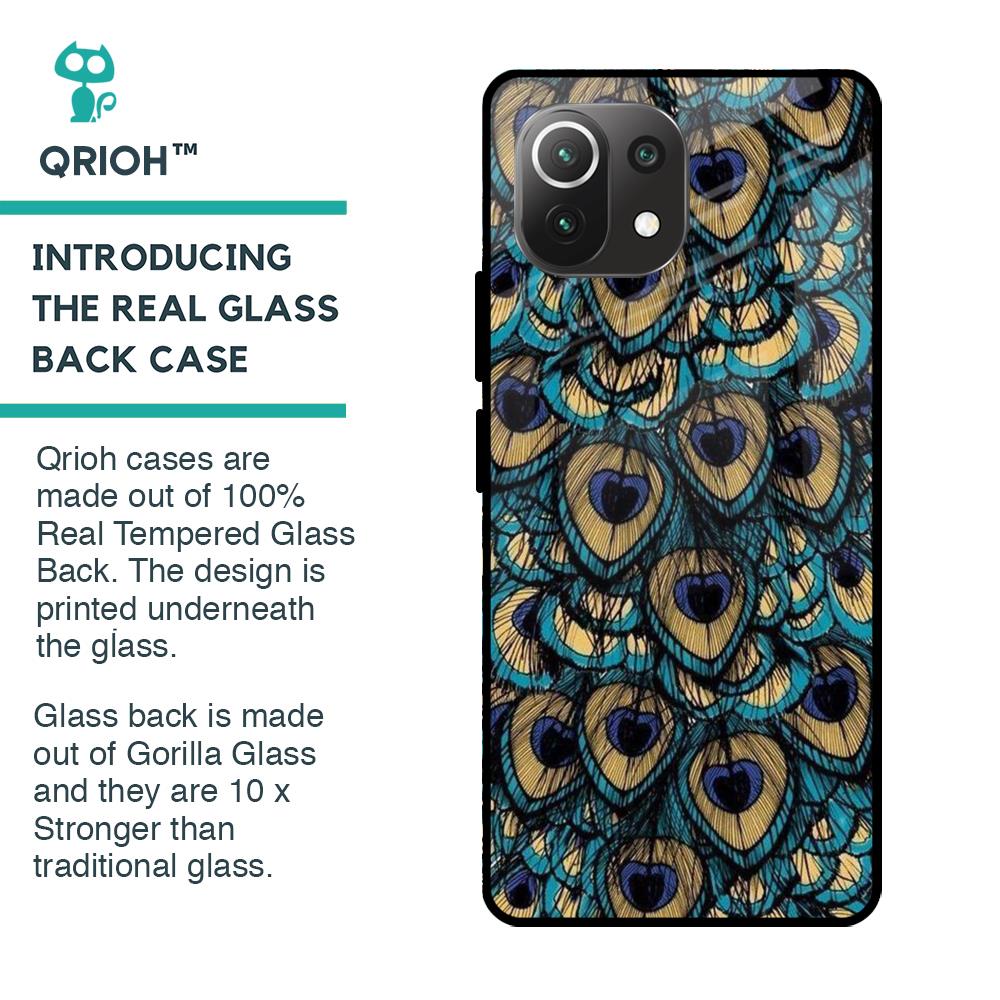 Peacock Feathers Glass case for Mi 11 Lite