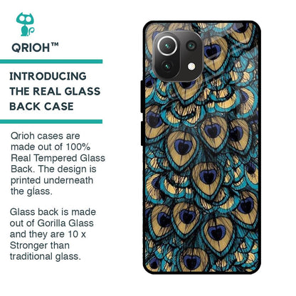 Peacock Feathers Glass case for Mi 11 Lite