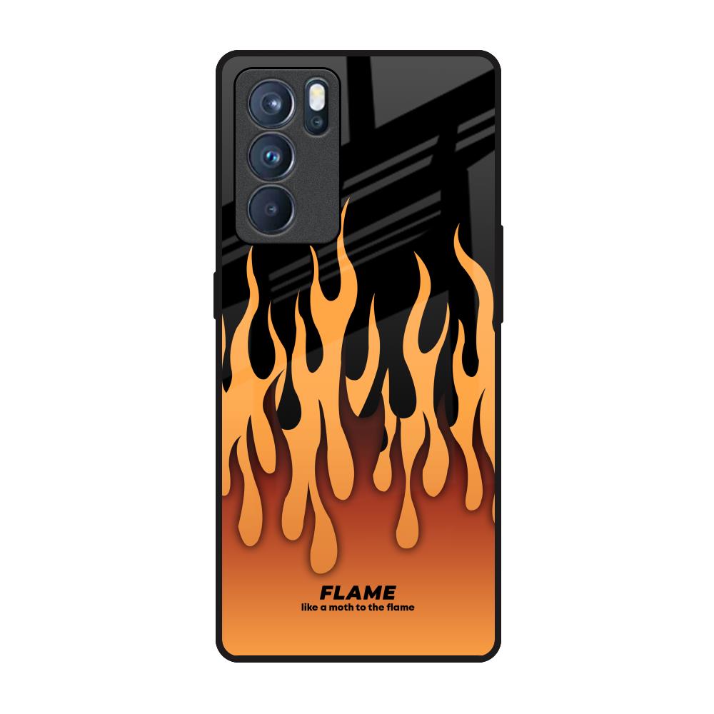 Fire Flame Oppo Reno6 Pro Glass Back Cover Online