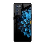 Half Blue Flower Oppo Reno6 Pro Glass Back Cover Online