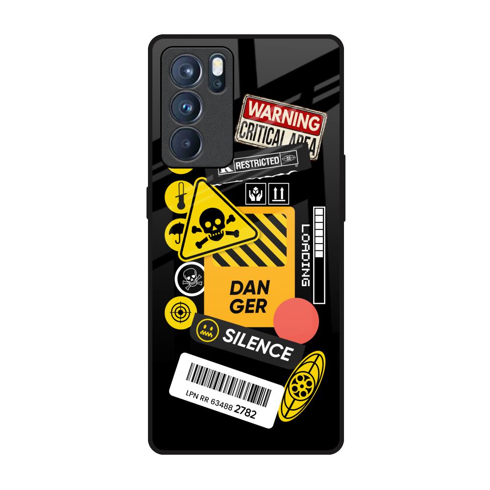 Danger Signs Oppo Reno6 Pro Glass Back Cover Online
