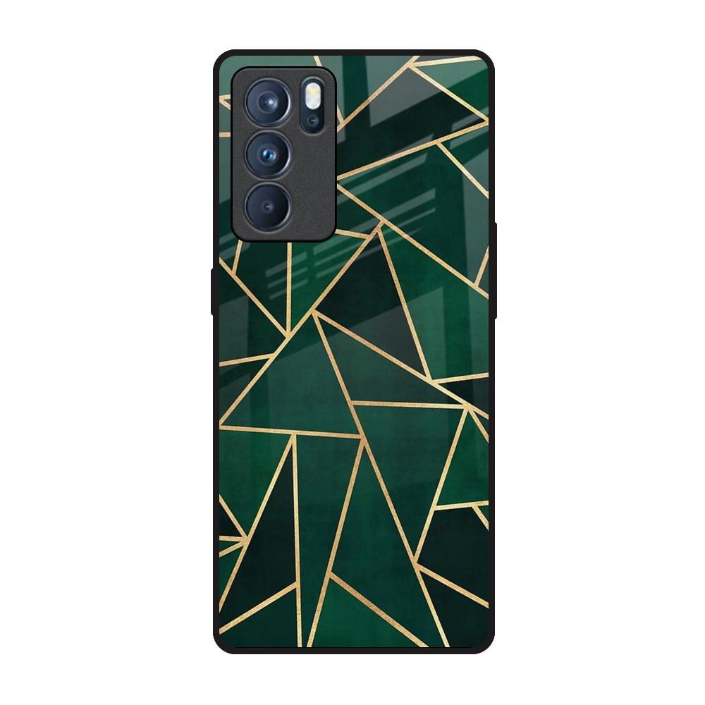 Abstract Green Oppo Reno6 Pro Glass Back Cover Online