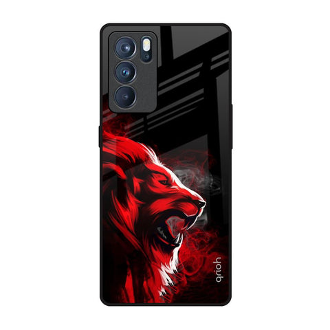 Red Angry Lion Oppo Reno6 Pro Glass Back Cover Online
