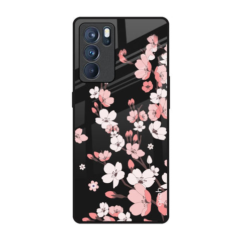 Black Cherry Blossom Oppo Reno6 Pro Glass Back Cover Online