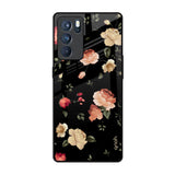 Black Spring Floral Oppo Reno6 Pro Glass Back Cover Online