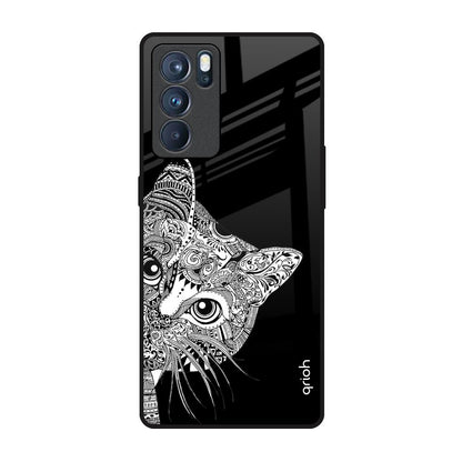 Kitten Mandala Oppo Reno6 Pro Glass Back Cover Online