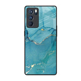 Blue Golden Glitter Oppo Reno6 Pro Glass Back Cover Online