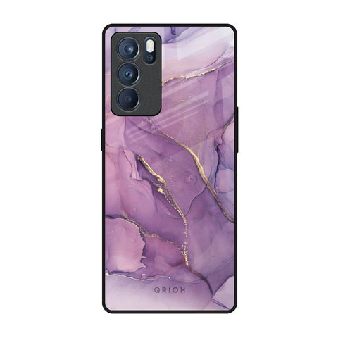 Purple Gold Marble Oppo Reno6 Pro Glass Back Cover Online