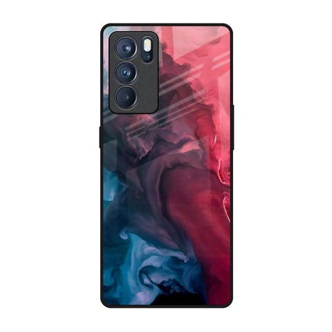 Blue & Red Smoke Oppo Reno6 Pro Glass Back Cover Online