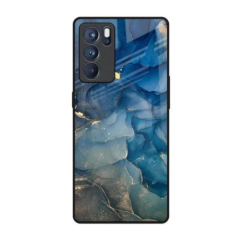 Blue Cool Marble Oppo Reno6 Pro Glass Back Cover Online