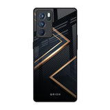Sleek Golden & Navy Oppo Reno6 Pro Glass Back Cover Online